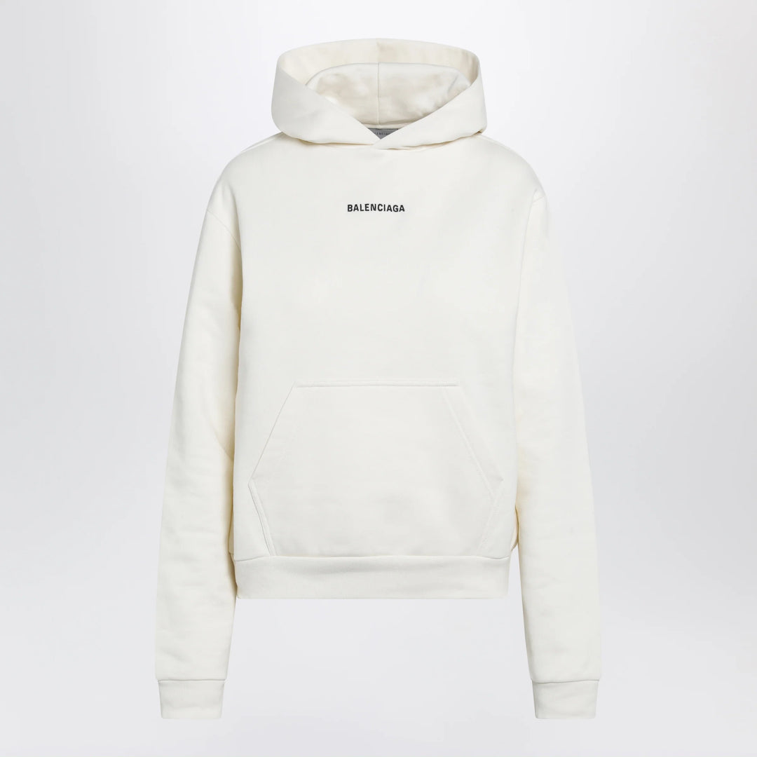 Balenciaga - Medium-fit embroidered hoodie in dry fleece, cream