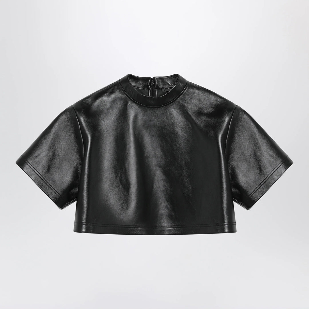 Balenciaga - Black Cropped Leather Top