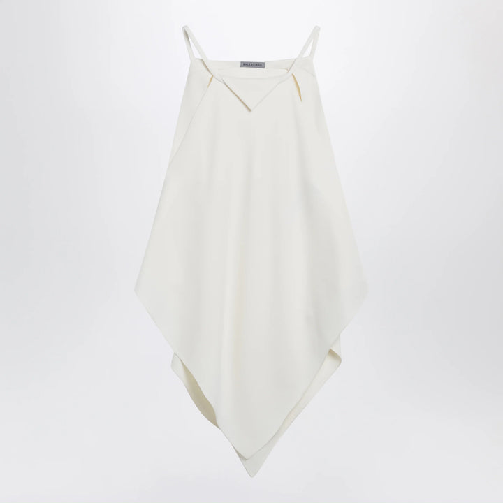 Balenciaga - Scarf-inspired wool and silk crepe top in ivory