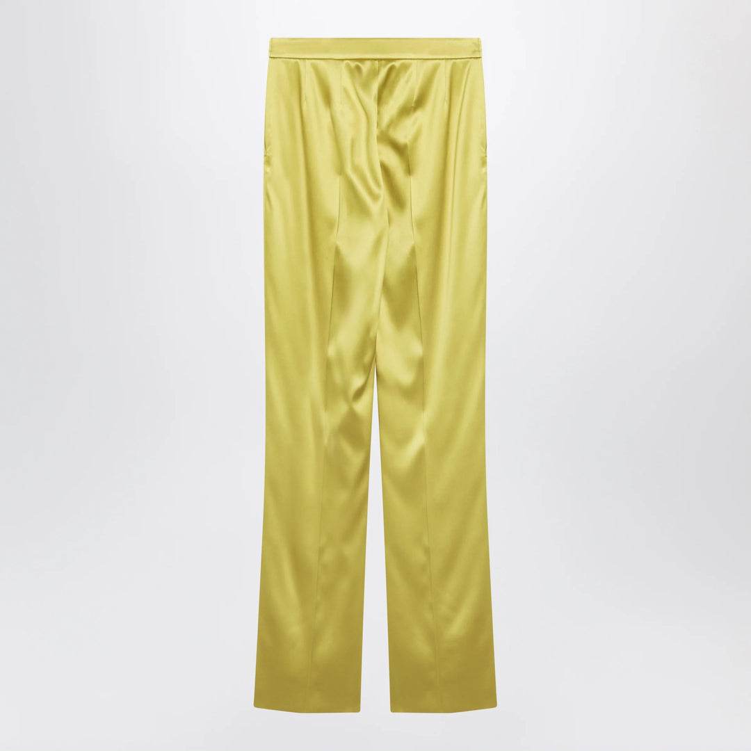 Valentino - Avocado-colored trousers in shiny silk blend