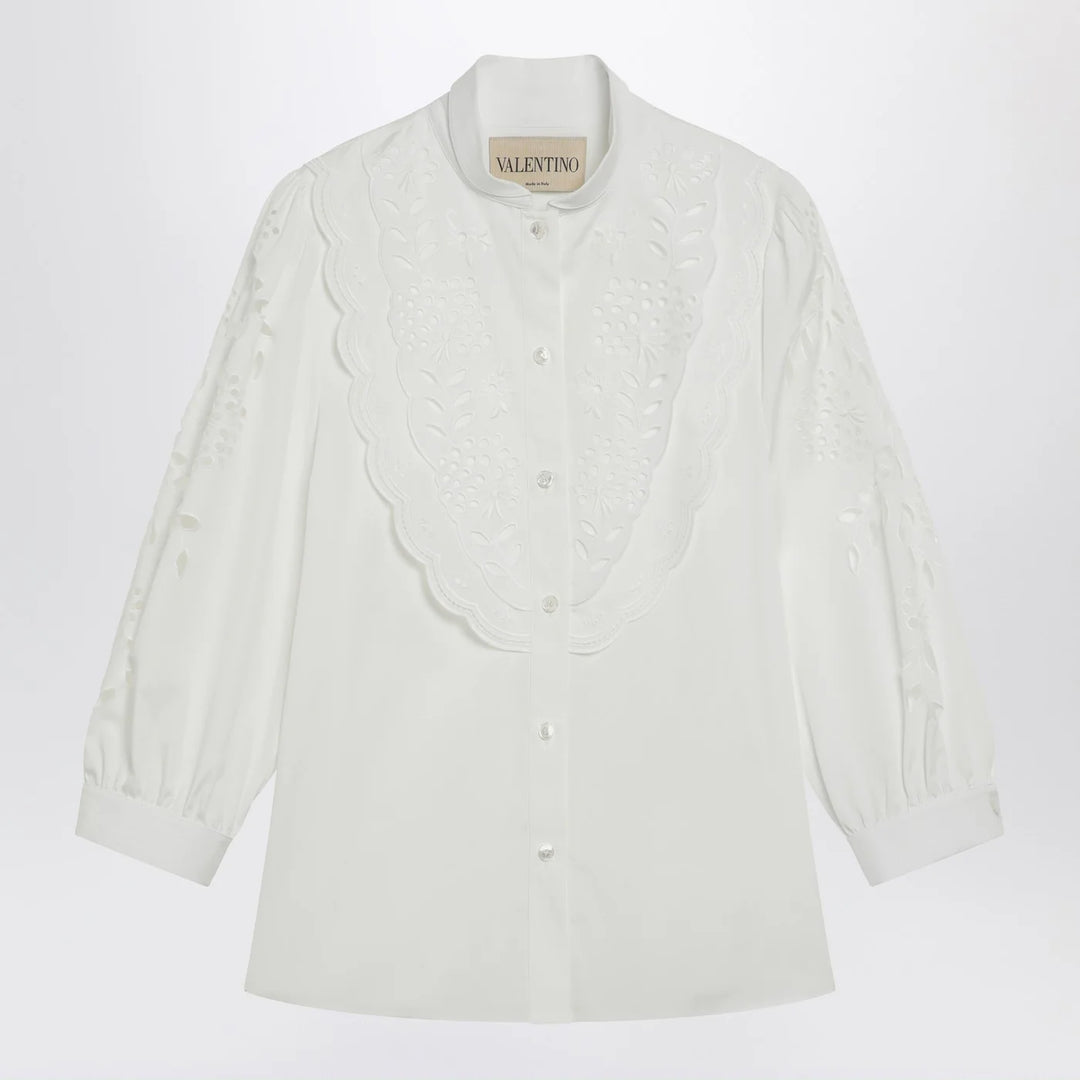 Valentino - White shirt with Sangallo embroidery