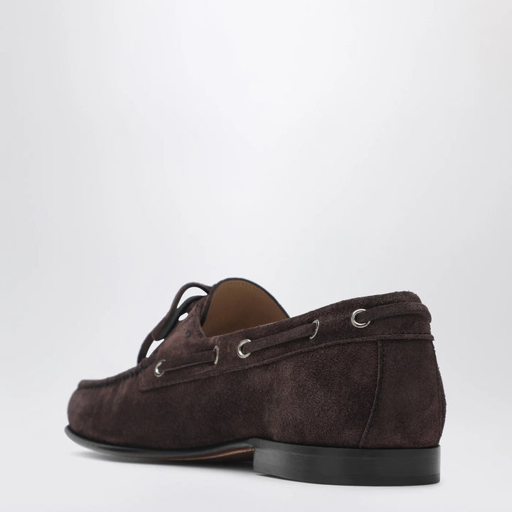 Valentino Garavani - Brown suede lace-up loafers