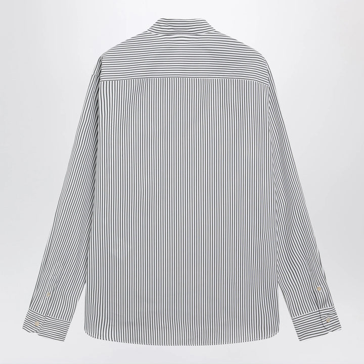 Valentino - Ivory/green striped shirt with Vlogo