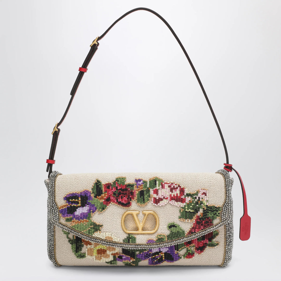 Valentino Garavani - Small Devain shoulder bag with floral bead embroidery