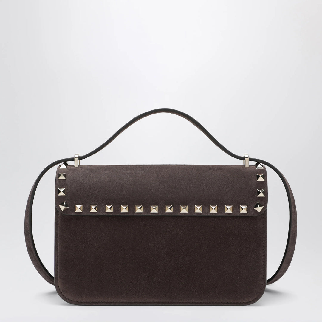 Valentino Garavani - Small Rockstud crossbody bag in ebony brown suede