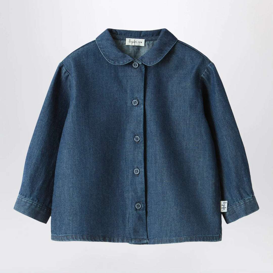 Il Gufo - Baby shirt in blue denim