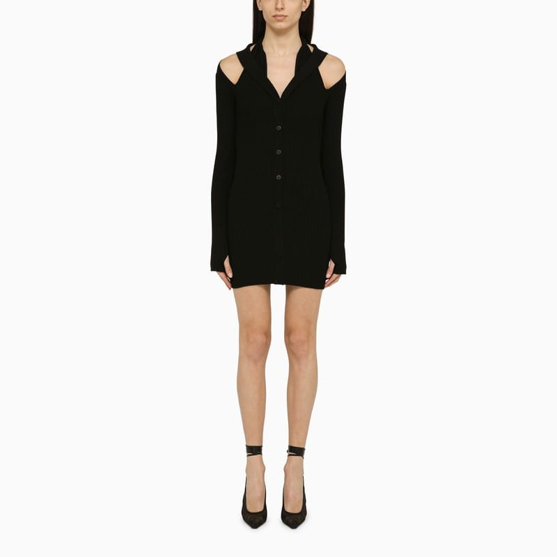 Dresses ANDREĀDAMO - Black ribbed mini dress with cut out - M Brand