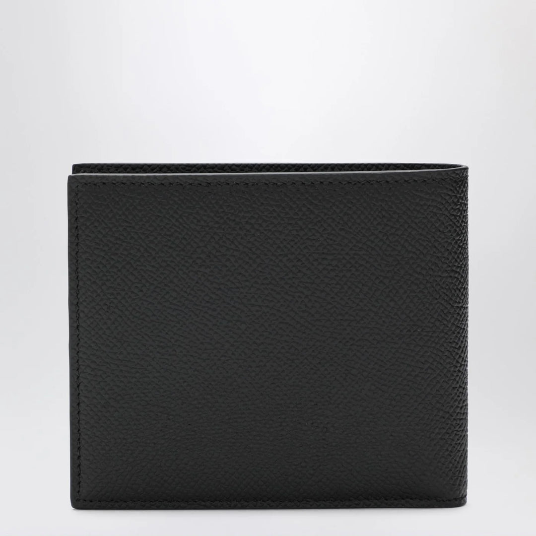 Dolce&amp;Gabbana - Black dauphine leather wallet with logo plaque