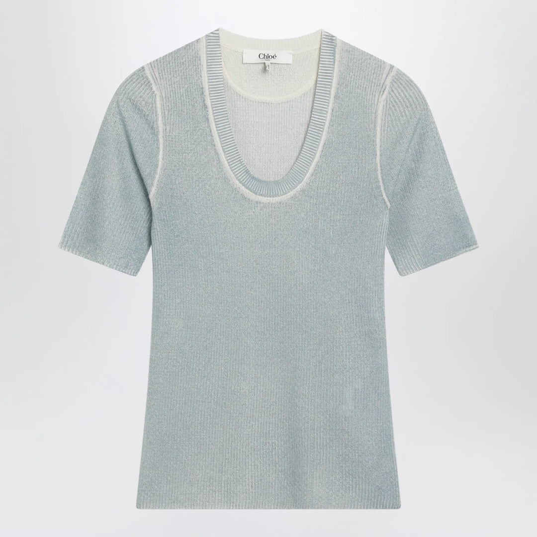 Chloé - Blue-grey wool-blend knit top