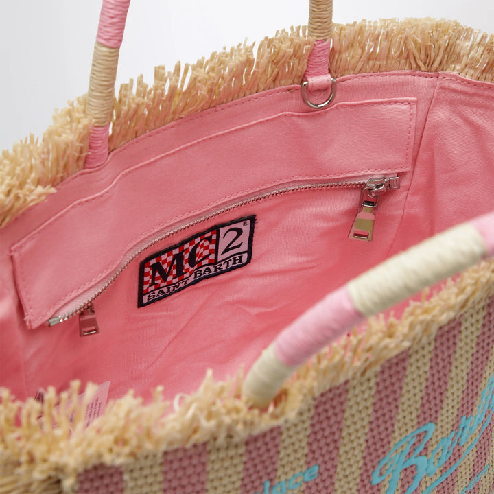 MC2 Saint Barth - Colette striped straw-effect fabric bag