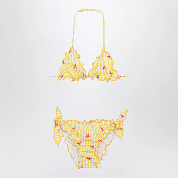 MC2 Saint Barth - Yellow/white striped bikini with starfish