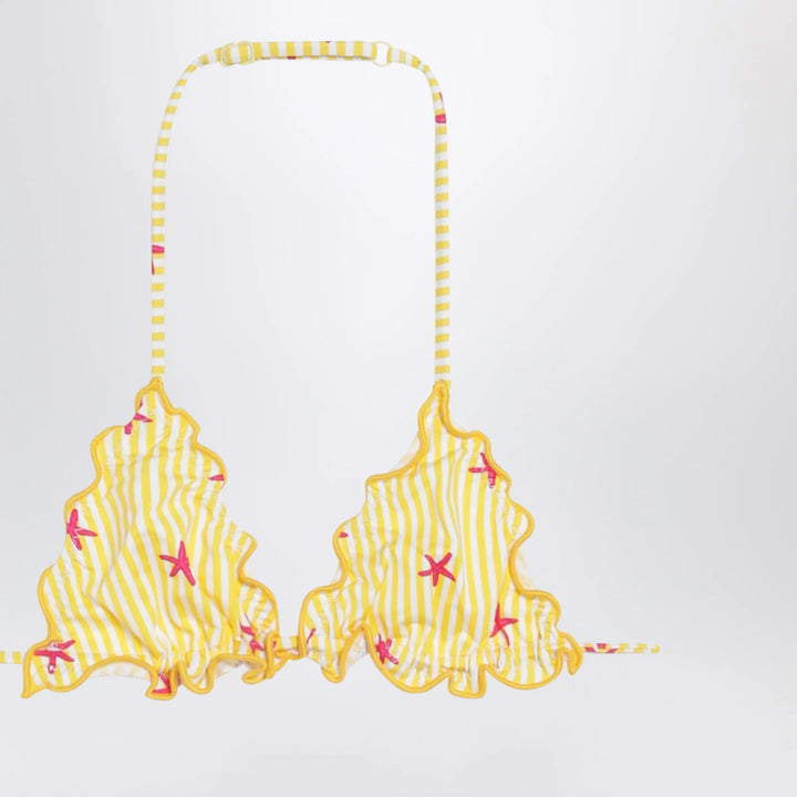 MC2 Saint Barth - Yellow/white striped bikini with starfish