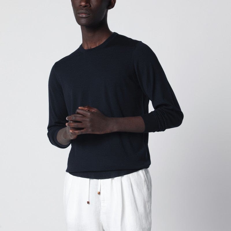 Shirts & Tops Drumohr - Navy blue wool crew-neck sweater - 52 IT Brand