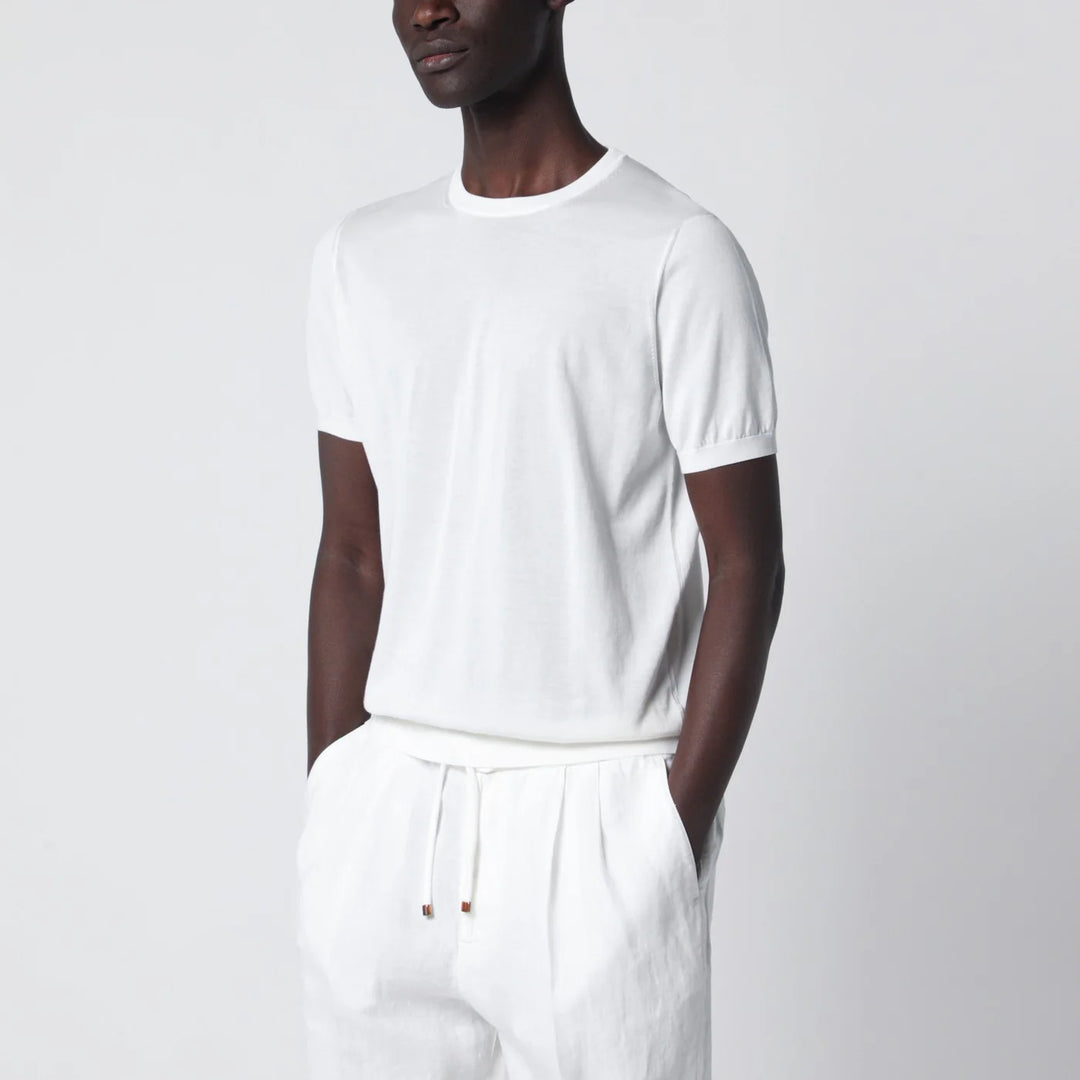 Drumohr - Crew neck t-shirt in milky white cotton