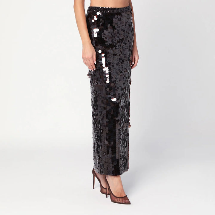 P.A.R.O.S.H. - Brown sequinned skirt with slit