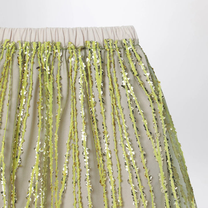 Douuod - Tulle skirt with lime embroidery