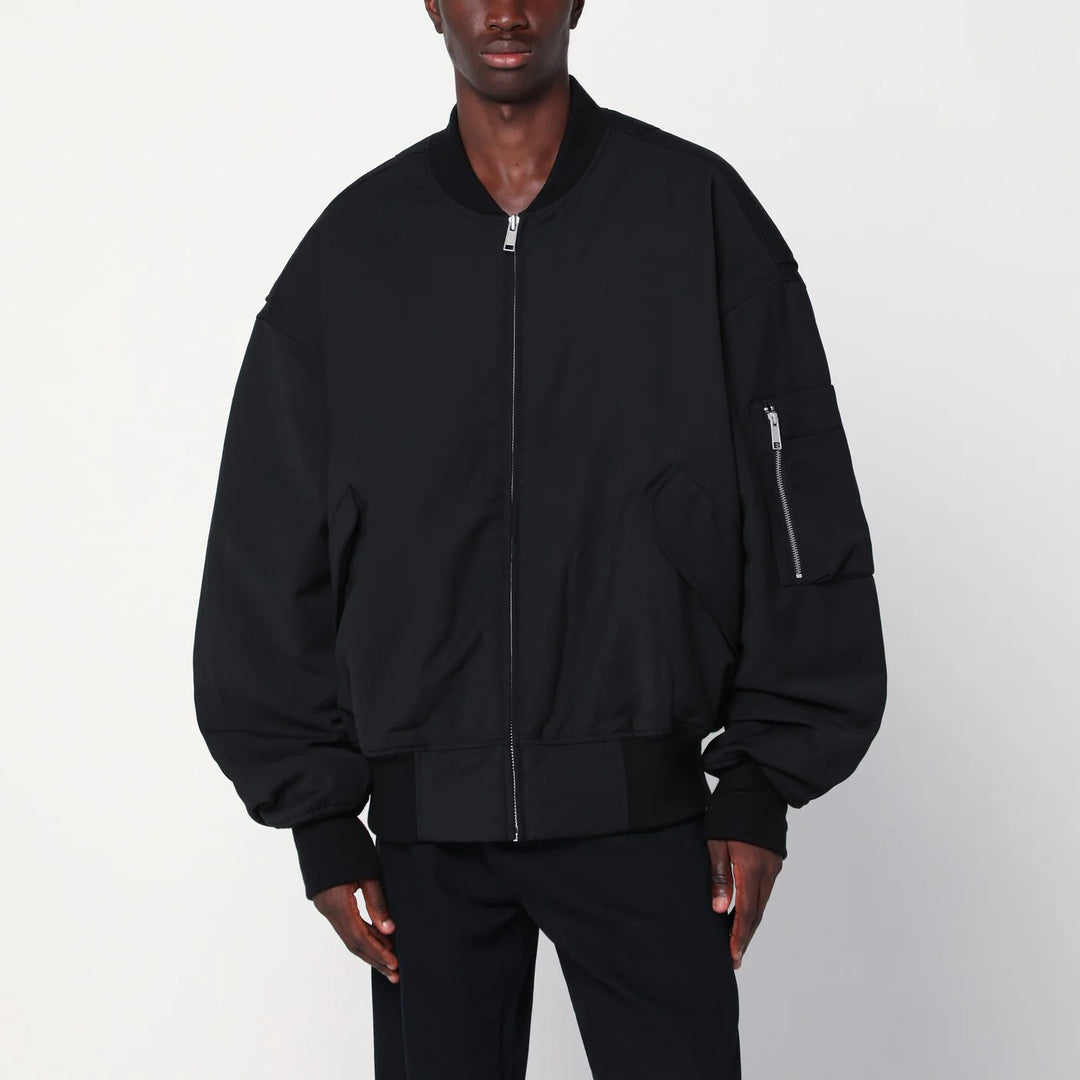 Entire Studios - Black zip-up bomber jacket in wool blend