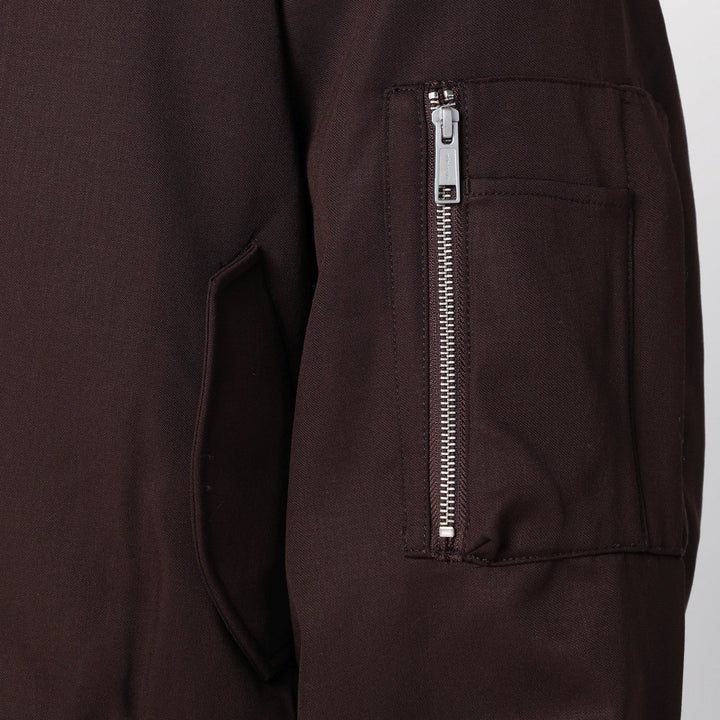 Entire Studios - Dark brown zip-up bomber jacket in wool