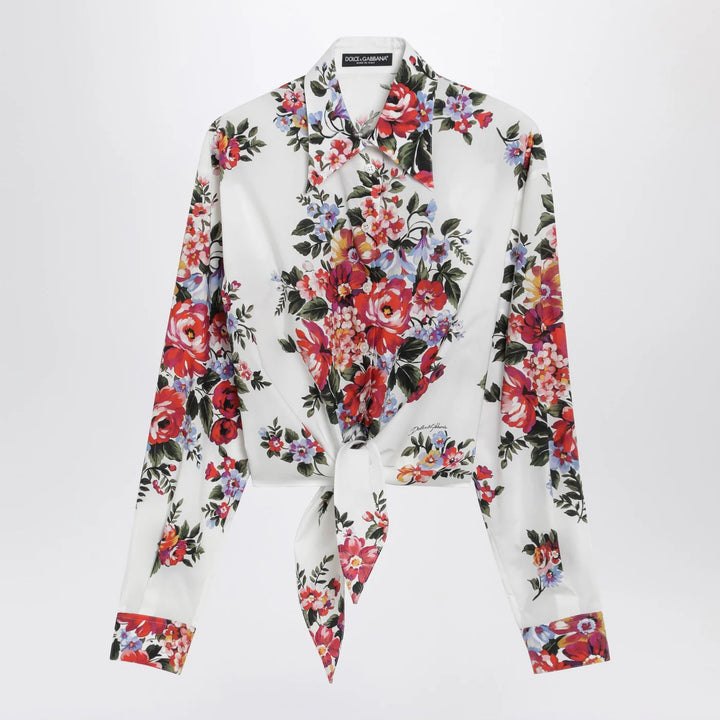 Dolce&amp;Gabbana - White cropped shirt with floral print
