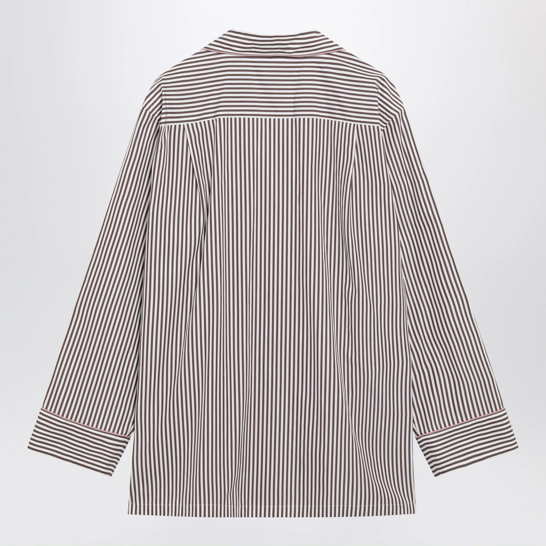 Dolce&amp;Gabbana - Brown striped cotton shirt with revere collar