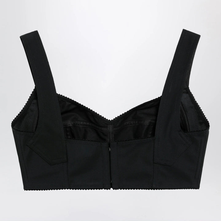 Dolce&amp;Gabbana - Satin corset-style crop bustier in black