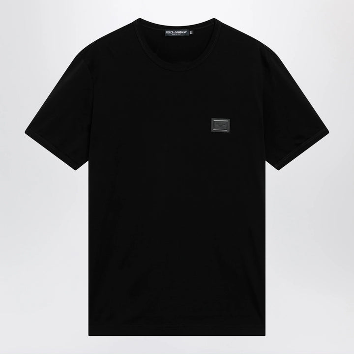 Dolce&amp;Gabbana - Cotton T-shirt with logo plaque in black
