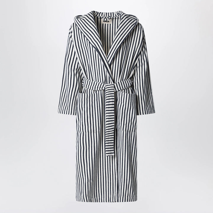 Tekla - White and black striped bathrobe