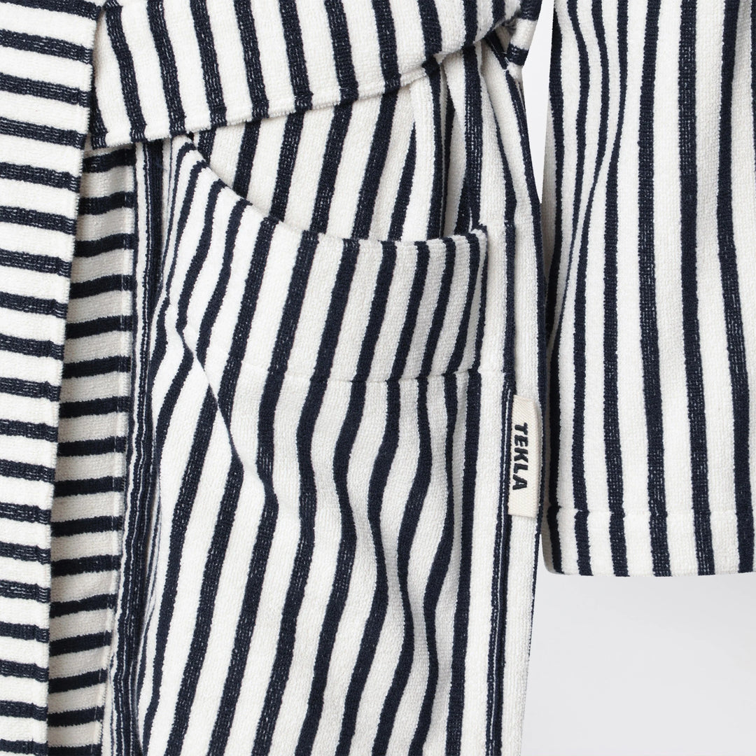 Tekla - White and black striped bathrobe
