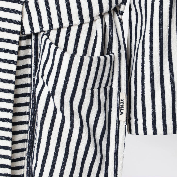 Tekla - White and black striped bathrobe