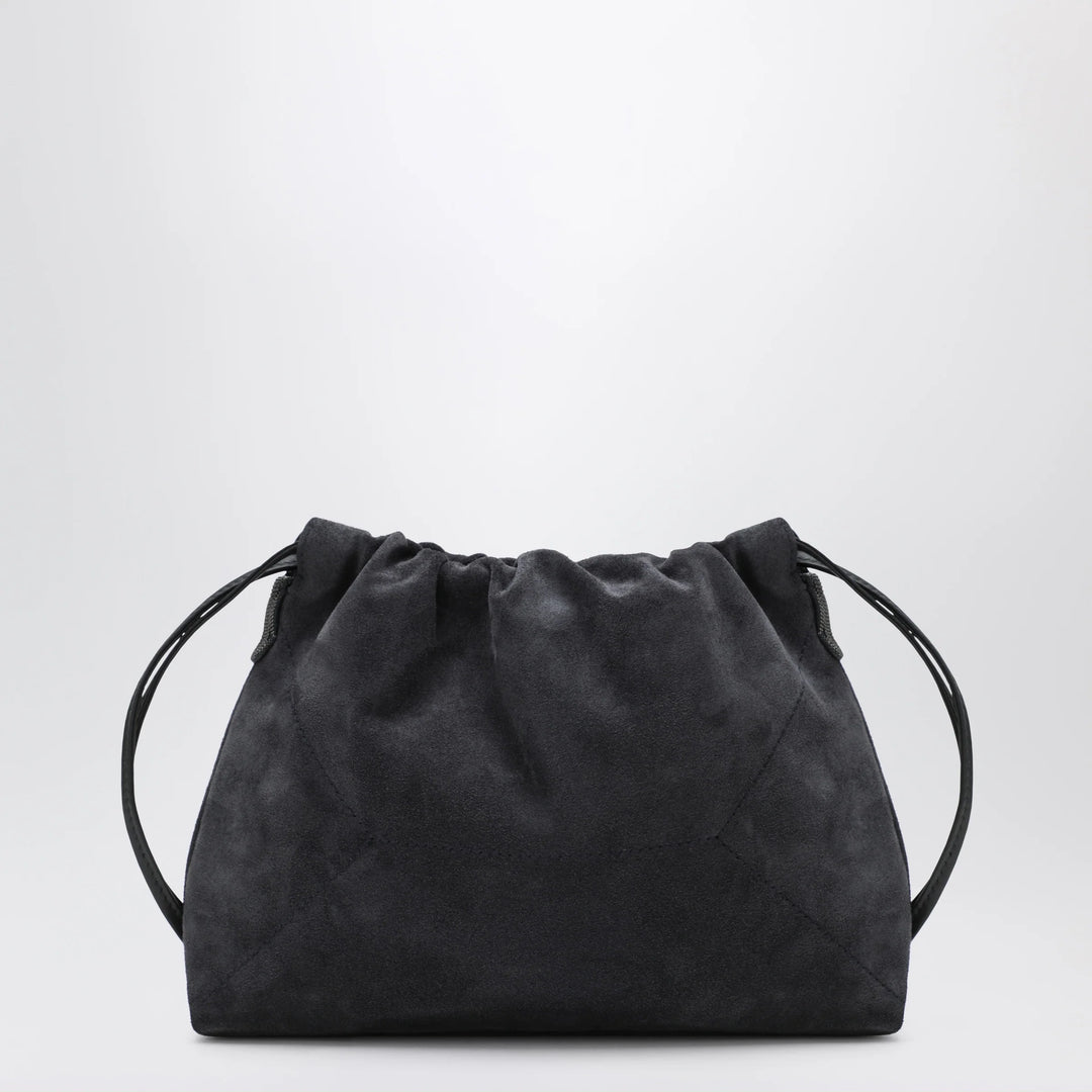 Brunello Cucinelli - BC Duo Pouch midnight blue suede bag with monile detail