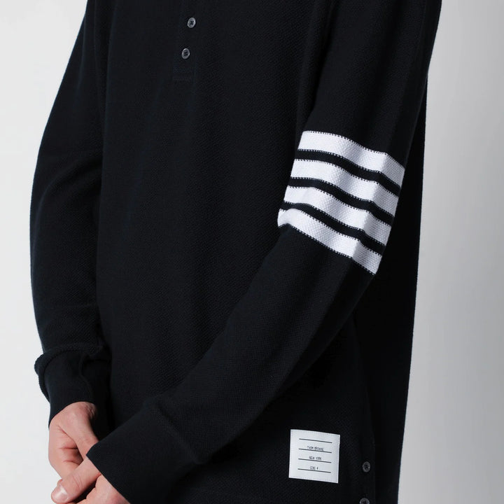 Thom Browne - Navy blue cotton polo shirt