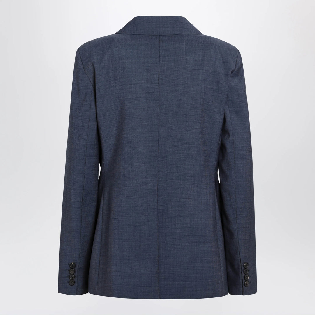 Max Mara Studio - Double-Breasted Jacket in Denim Blue Wool Canvas
