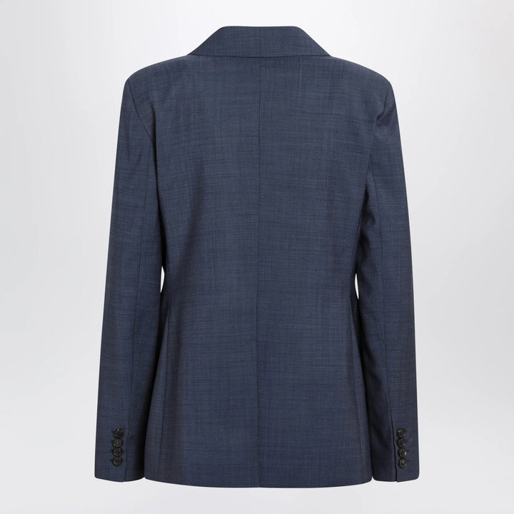Max Mara Studio - Double-Breasted Jacket in Denim Blue Wool Canvas