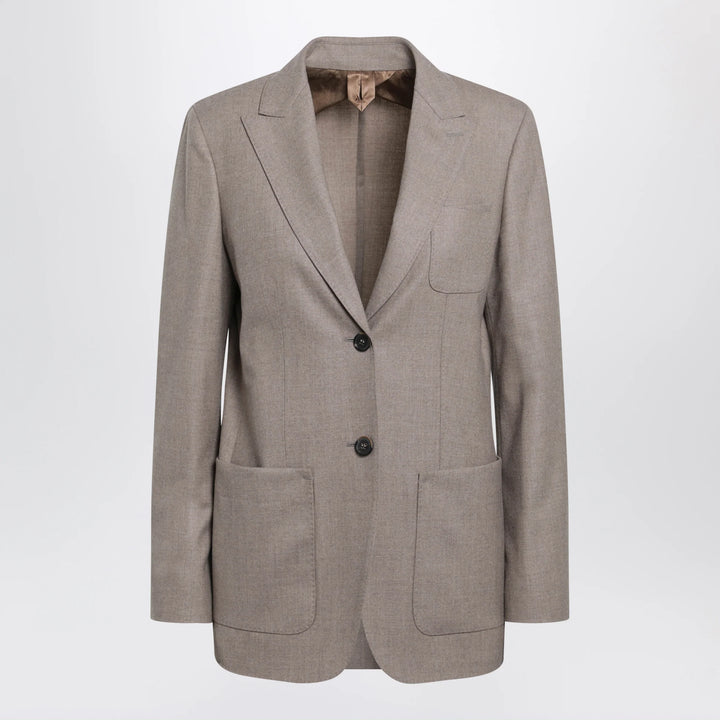 Max Mara - Single-Breasted Jacket in Dark Khaki Cashmere Foulé