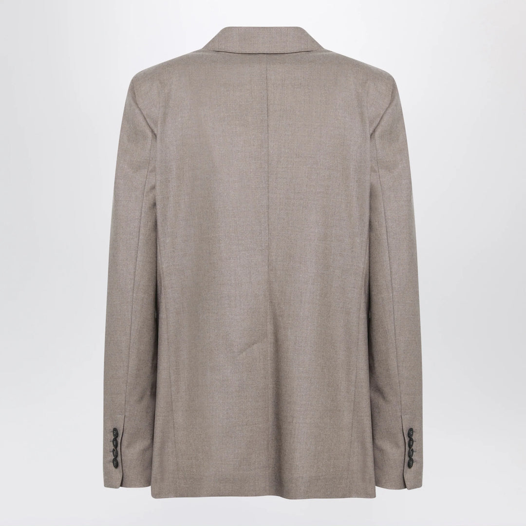 Max Mara - Single-Breasted Jacket in Dark Khaki Cashmere Foulé