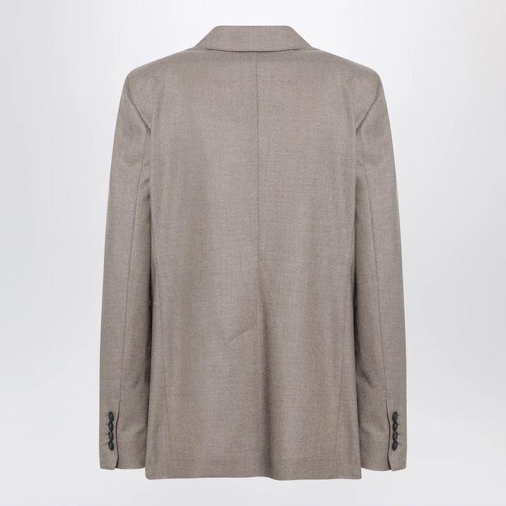 Max Mara - Single-Breasted Jacket in Dark Khaki Cashmere Foulé
