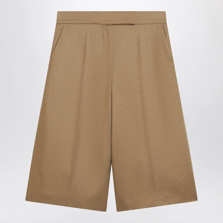 Max Mara - Sand-colored linen bermuda shorts
