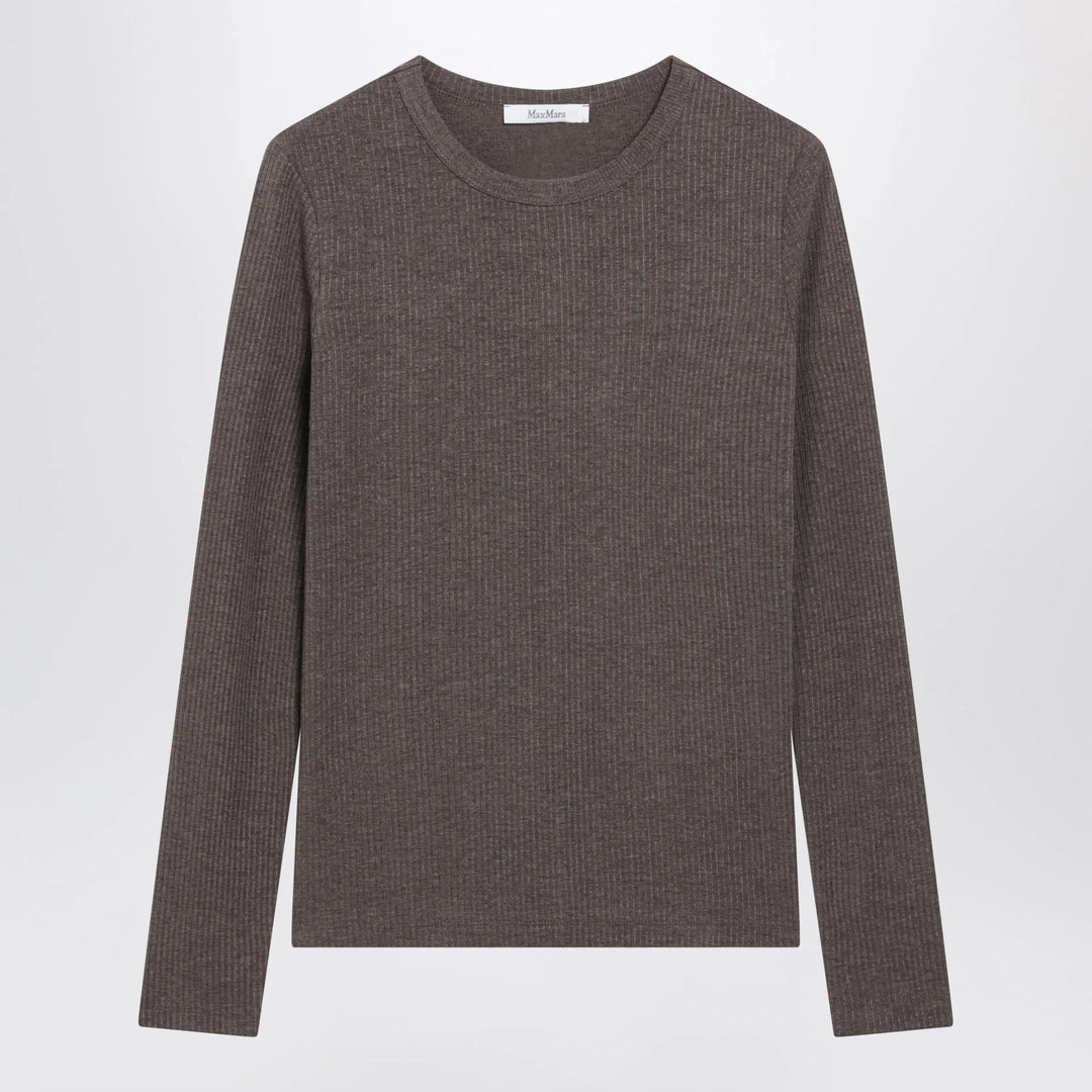 Max Mara - Long-Sleeve T-Shirt in Dark Khaki Jersey