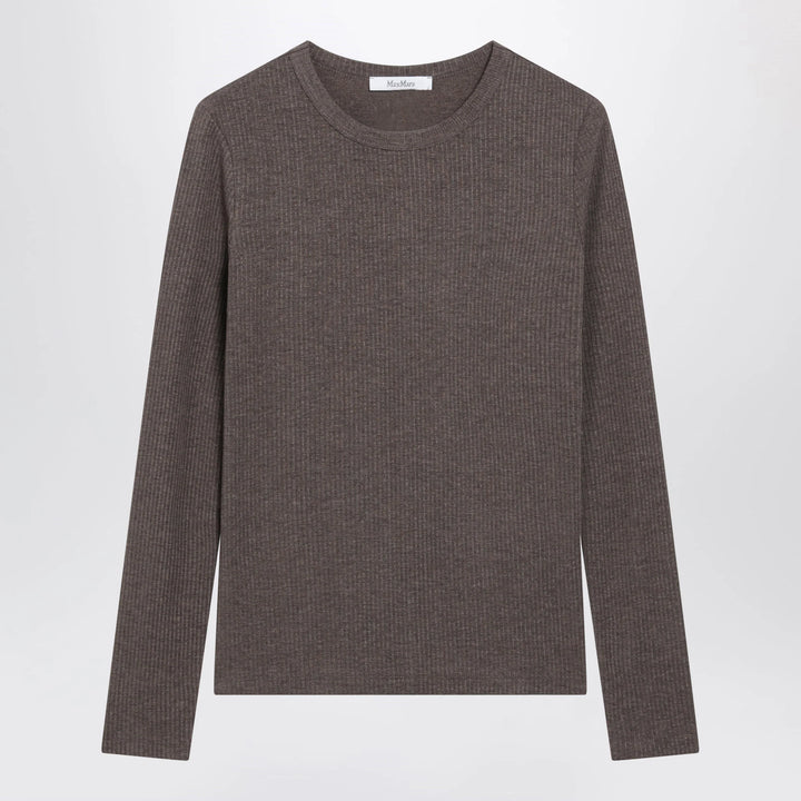Max Mara - Long-Sleeve T-Shirt in Dark Khaki Jersey
