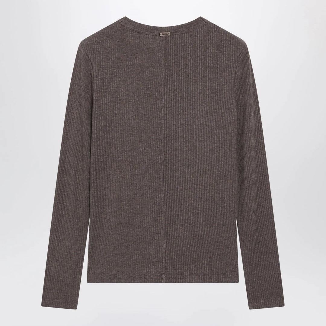 Max Mara - Long-Sleeve T-Shirt in Dark Khaki Jersey