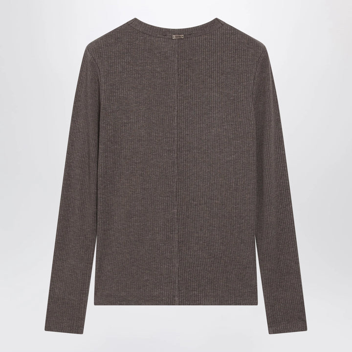 Max Mara - Long-Sleeve T-Shirt in Dark Khaki Jersey