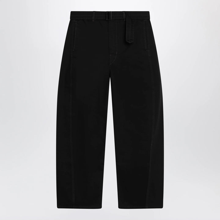 LEMAIRE - Black cotton trousers with belt