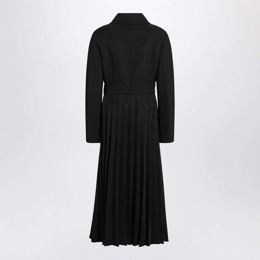 Coats Max Mara Atelier Black pleated redingote coat in technical fabric Brand