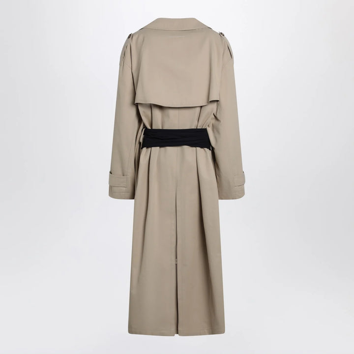 MM6 Maison Margiela - Beige cotton trench coat with gloves