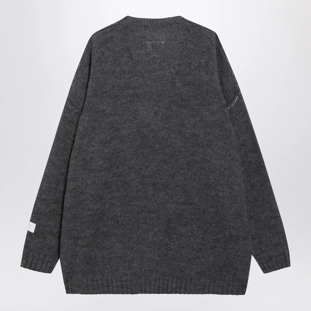 MM6 Maison Margiela - Grey mélange oversized V-neck knit sweater