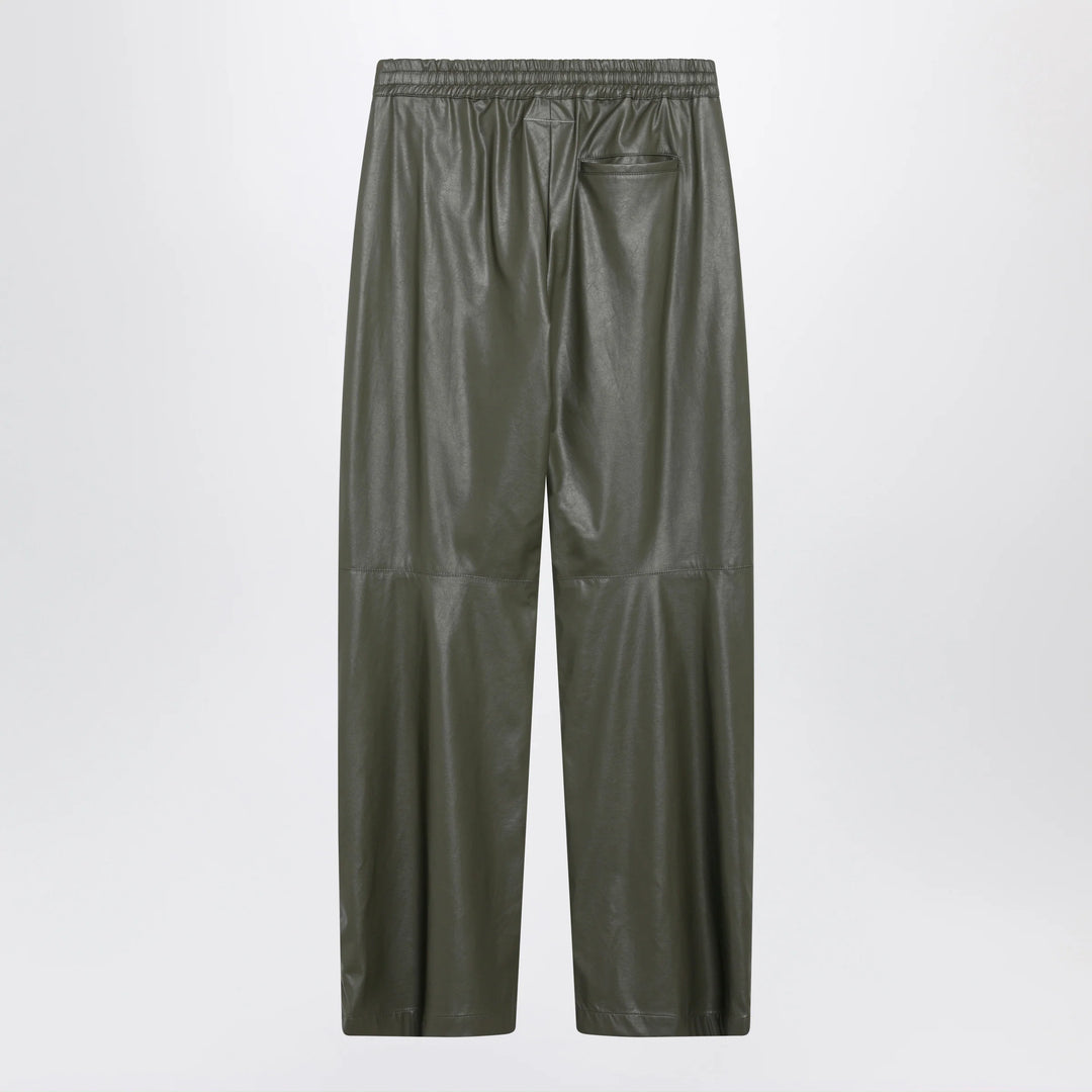 MM6 Maison Margiela - Khaki green wide-leg trousers in faux leather