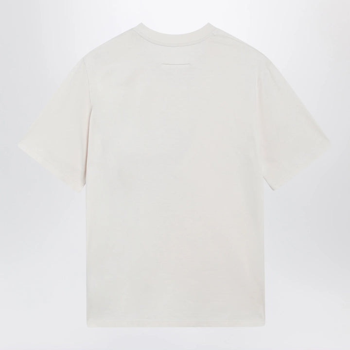 MM6 Maison Margiela - Écru draped T-shirt with logo patch