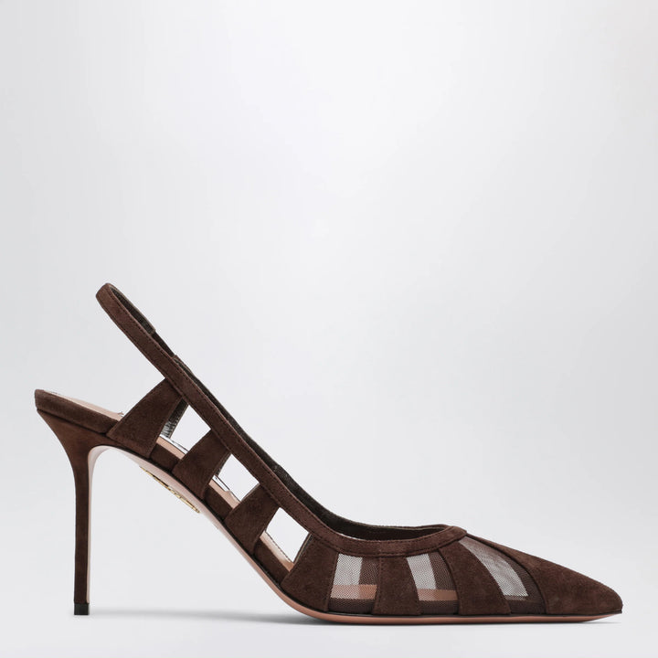 Aquazzura - Screen Slingback Pumps in Espresso Suede