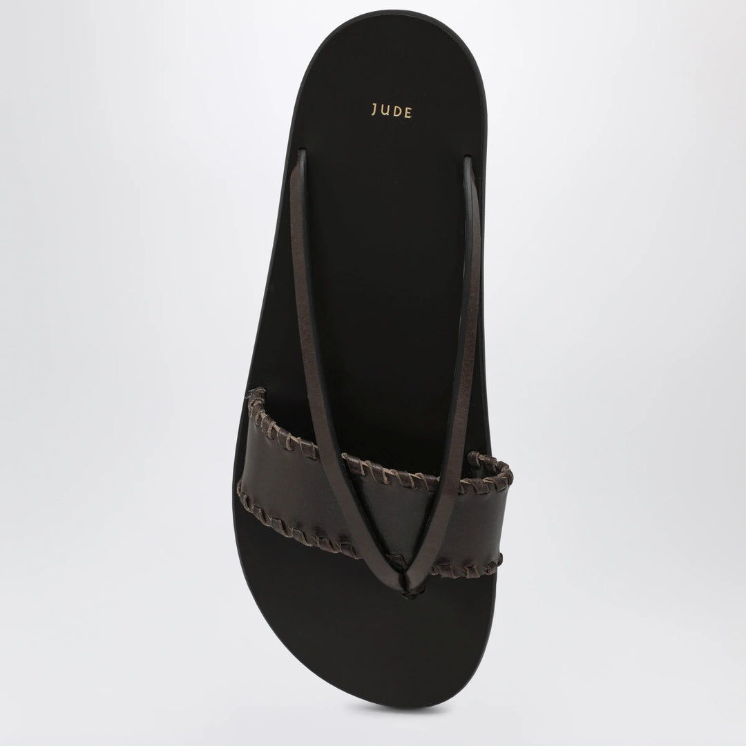 Jude - Brown leather flip-flop sandals