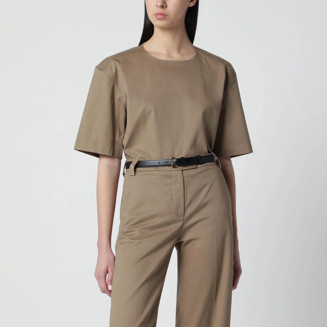 TheLatest - Short-sleeve cognac cotton top